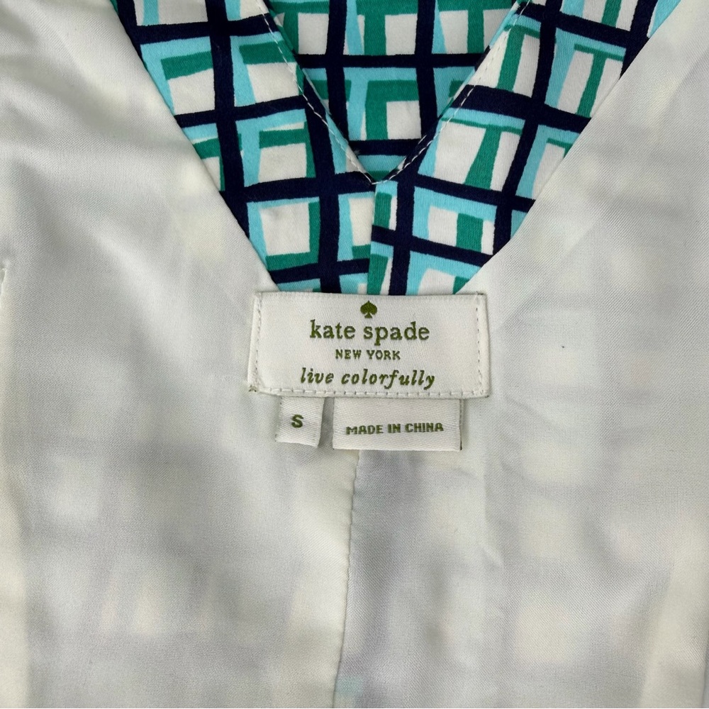 Kate Spade Teal and Black Checkered Blouse Size S - Picture 6 of 11